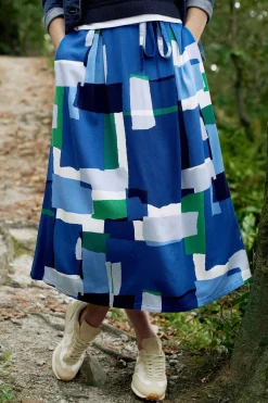 Skirts<Seasalt Cornwall Allantide Midi Skirt Francis Collage Blue Jay