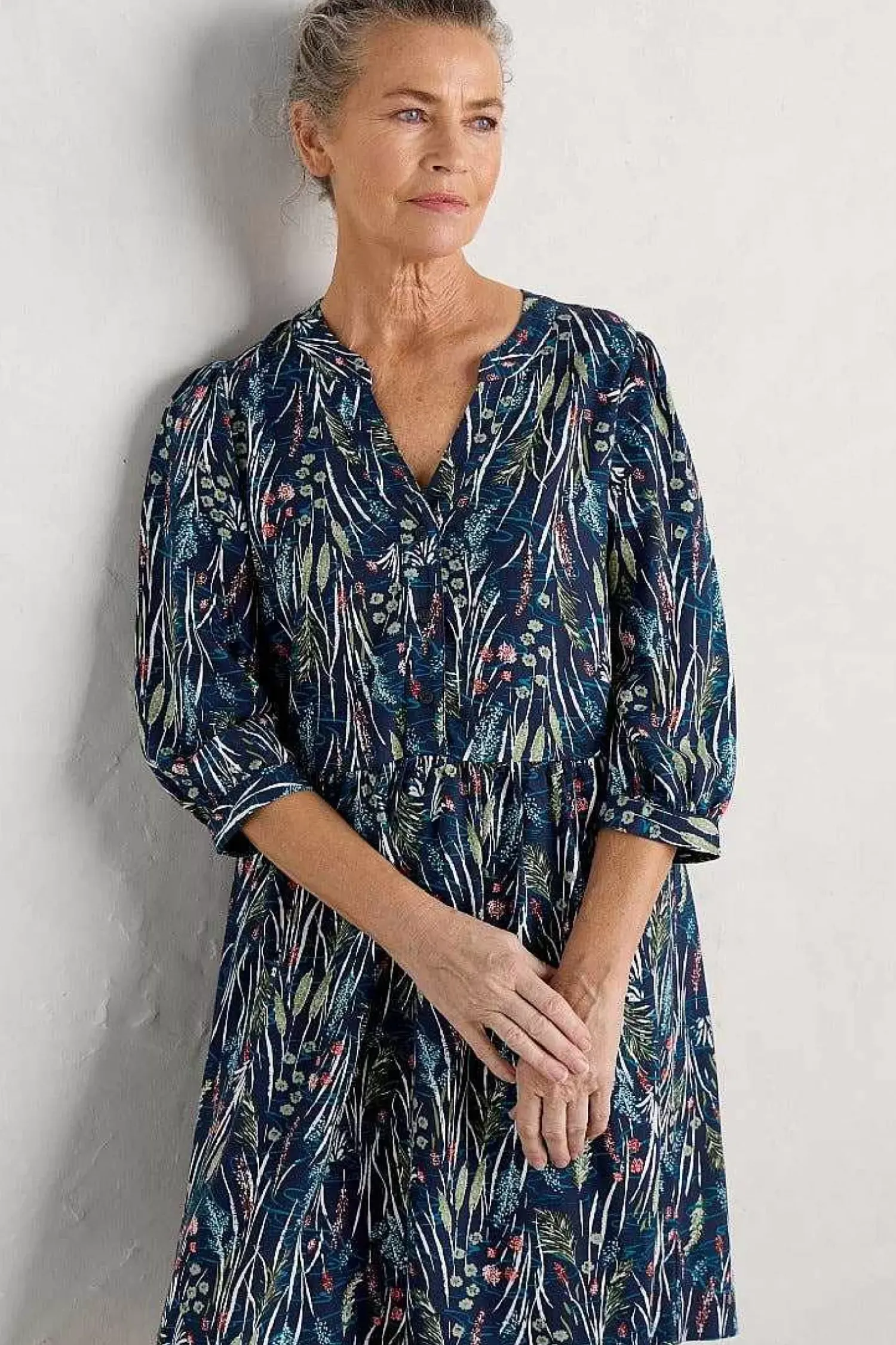 Dresses<Seasalt Cornwall Apple Barn Printed Dress Wetland Pasture Maritime