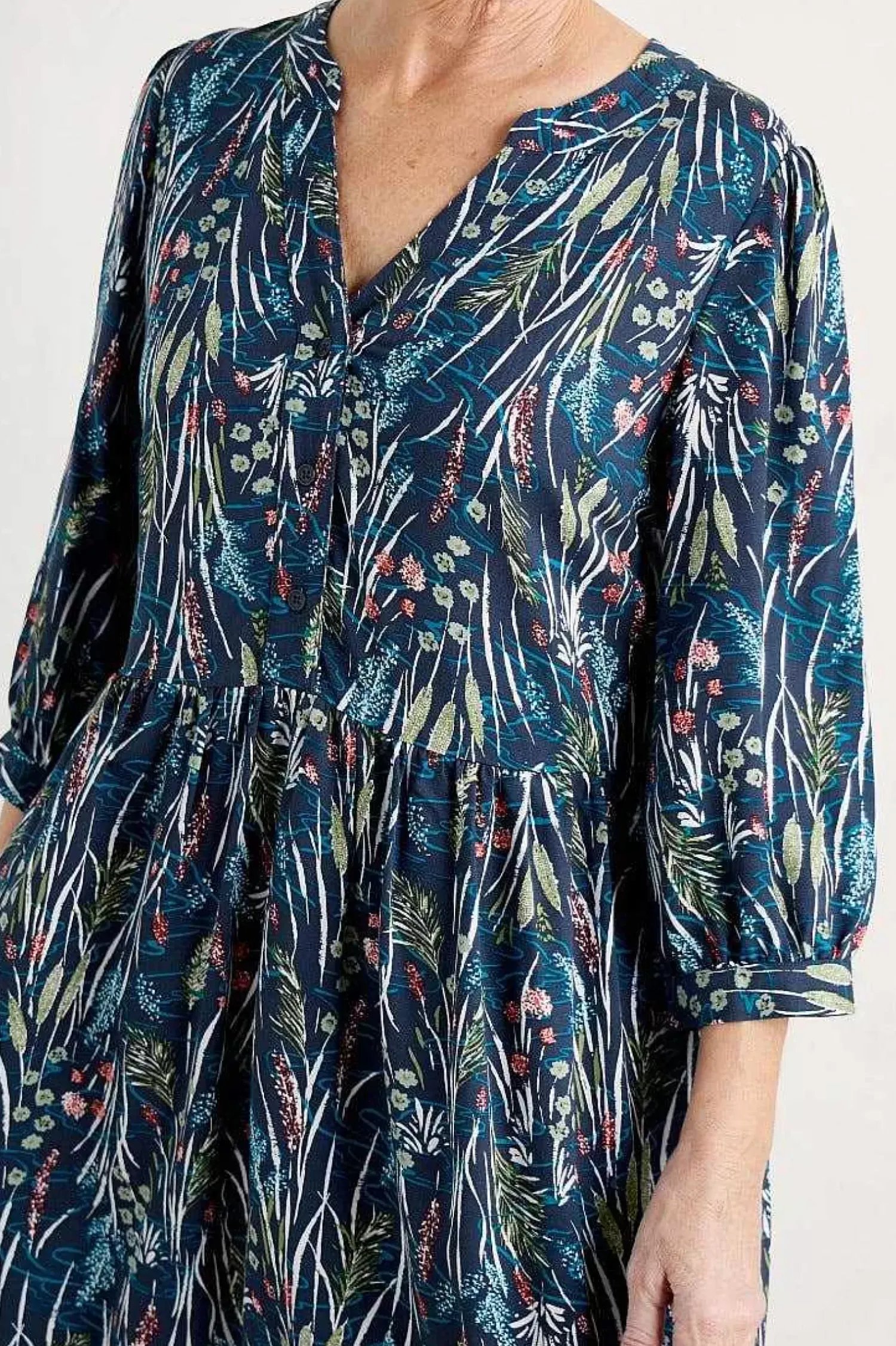 Dresses<Seasalt Cornwall Apple Barn Printed Dress Wetland Pasture Maritime