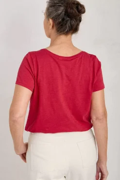 Tops<Seasalt Cornwall Appletree Keyhole Detail T-Shirt (Gots) Sedum