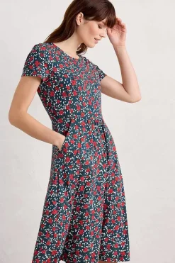 Dresses<Seasalt Cornwall April Short Sleeve Dress Reed Flower Raincloud