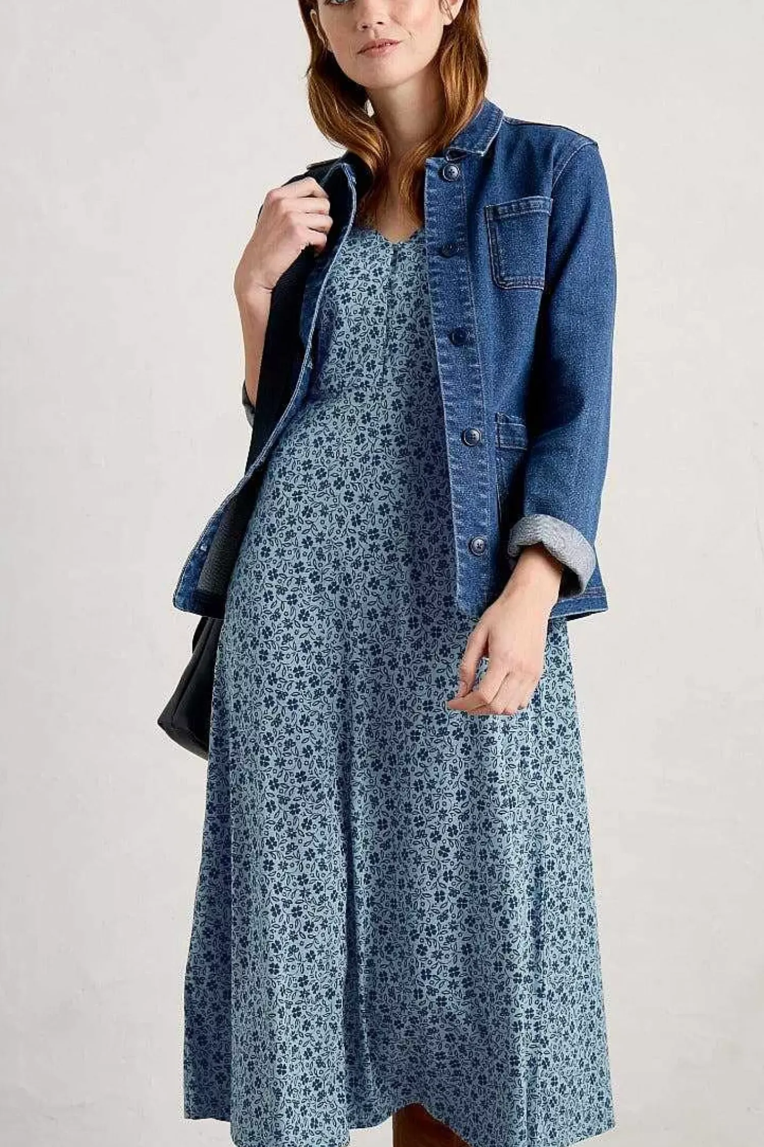 Dresses<Seasalt Cornwall Ava Jersey V-Neck Dress Ditsy Sketch Enamel