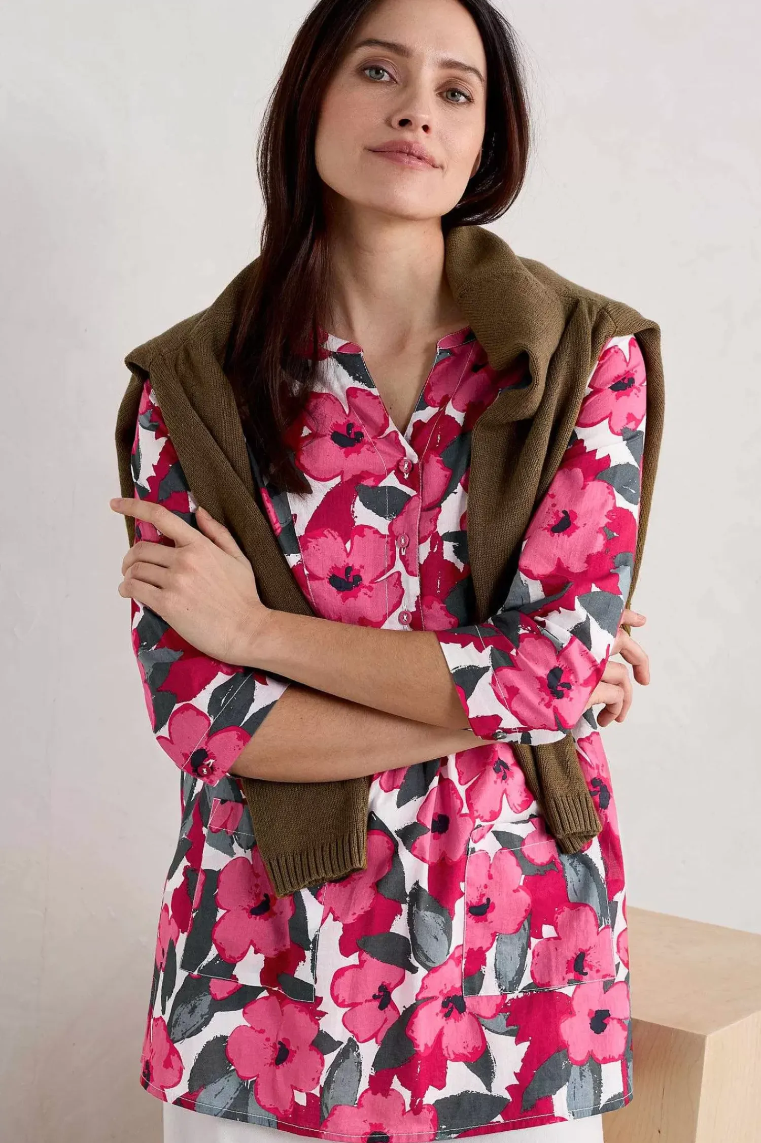 Tunics<Seasalt Cornwall Aventurier Printed Cotton Tunic (Gots) Coastal Bloom Chalk