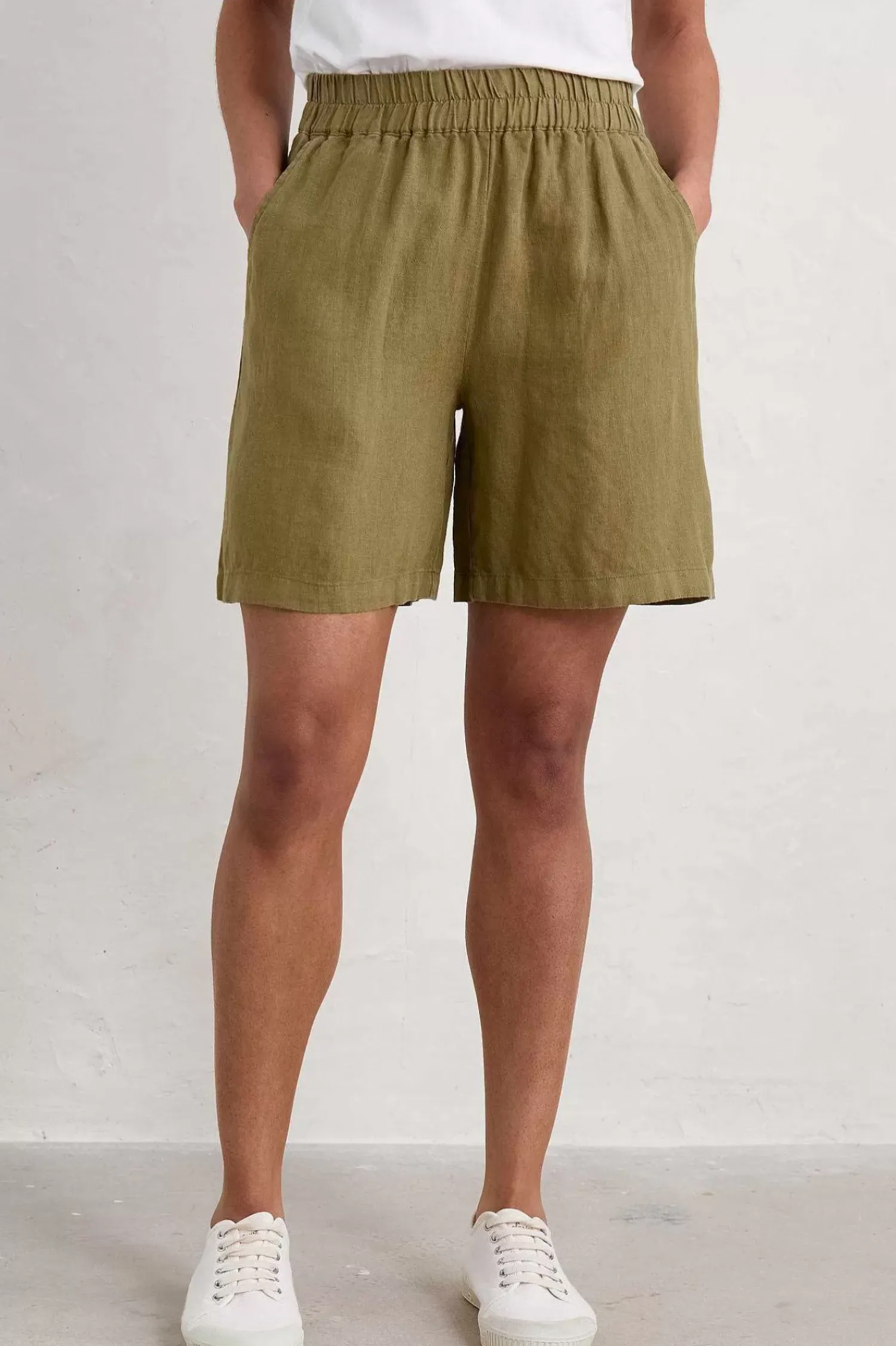 Trousers & Shorts<Seasalt Cornwall Aviso Wide Leg Linen Shorts Fern Moss