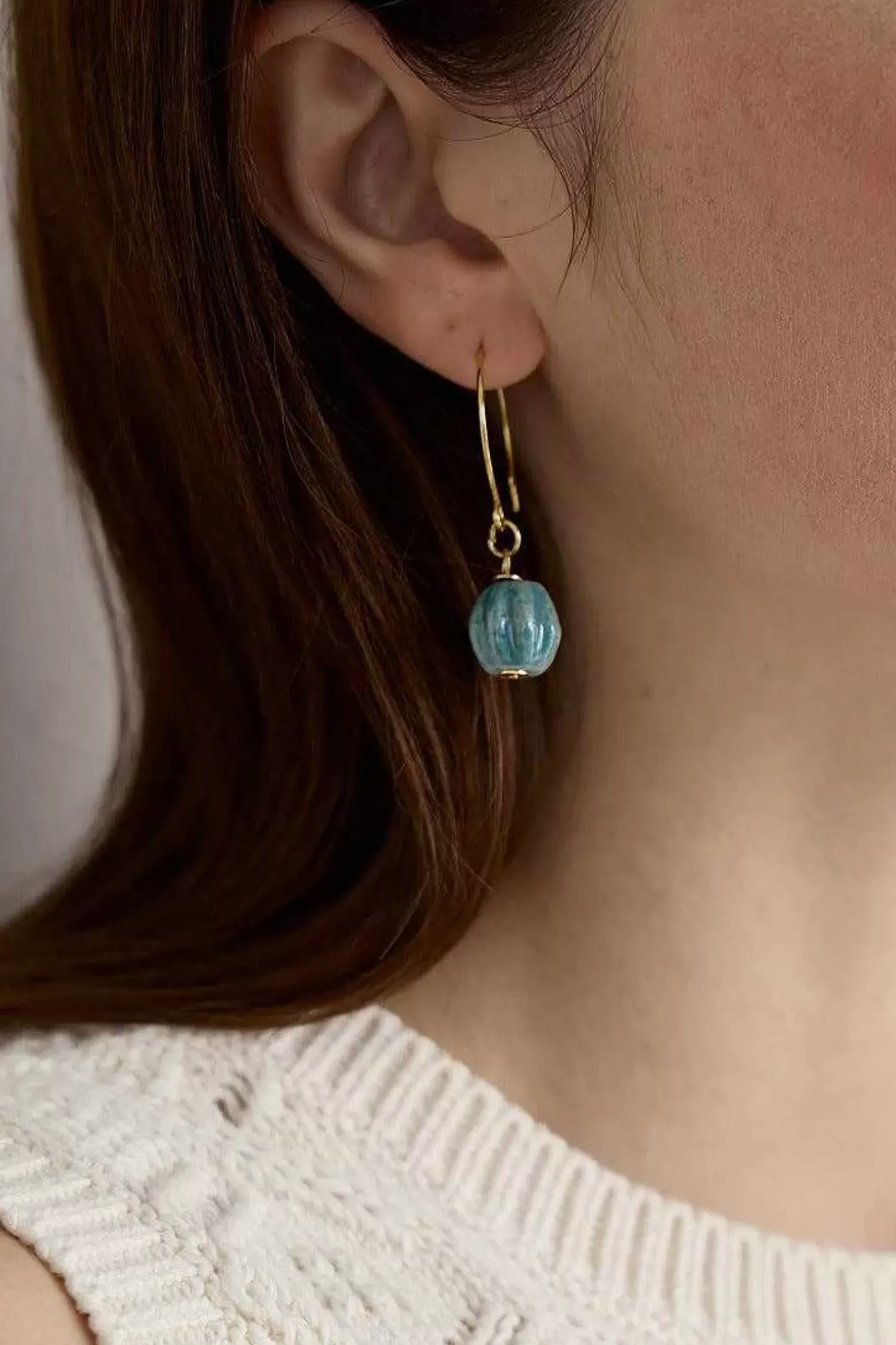 Jewellery<Seasalt Cornwall Barley Ceramic Bead Earrings Watercress