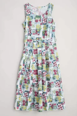 Dresses<Seasalt Cornwall Belle Fit-And-Flare Midi Dress Floral Postcards Chalk