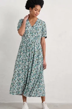 Dresses<Seasalt Cornwall Birch Leaf Midaxi Tea Dress Anemone Vintage Reflection