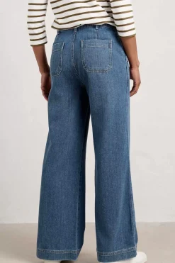 Trousers & Shorts<Seasalt Cornwall Blake Wide Leg Jeans Mid Wash Grain