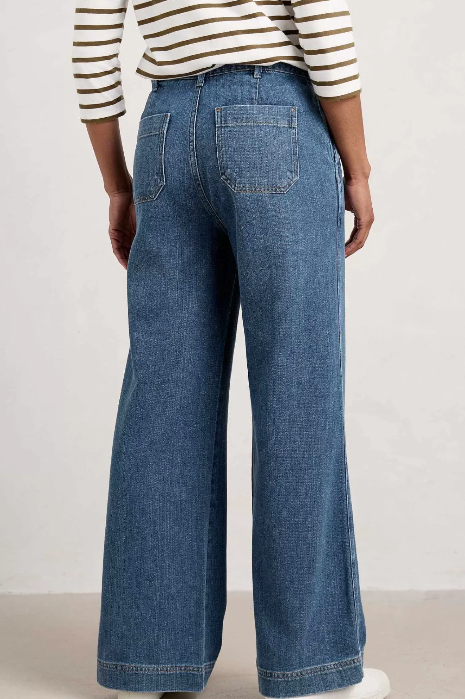 Trousers & Shorts<Seasalt Cornwall Blake Wide Leg Jeans Mid Wash Grain