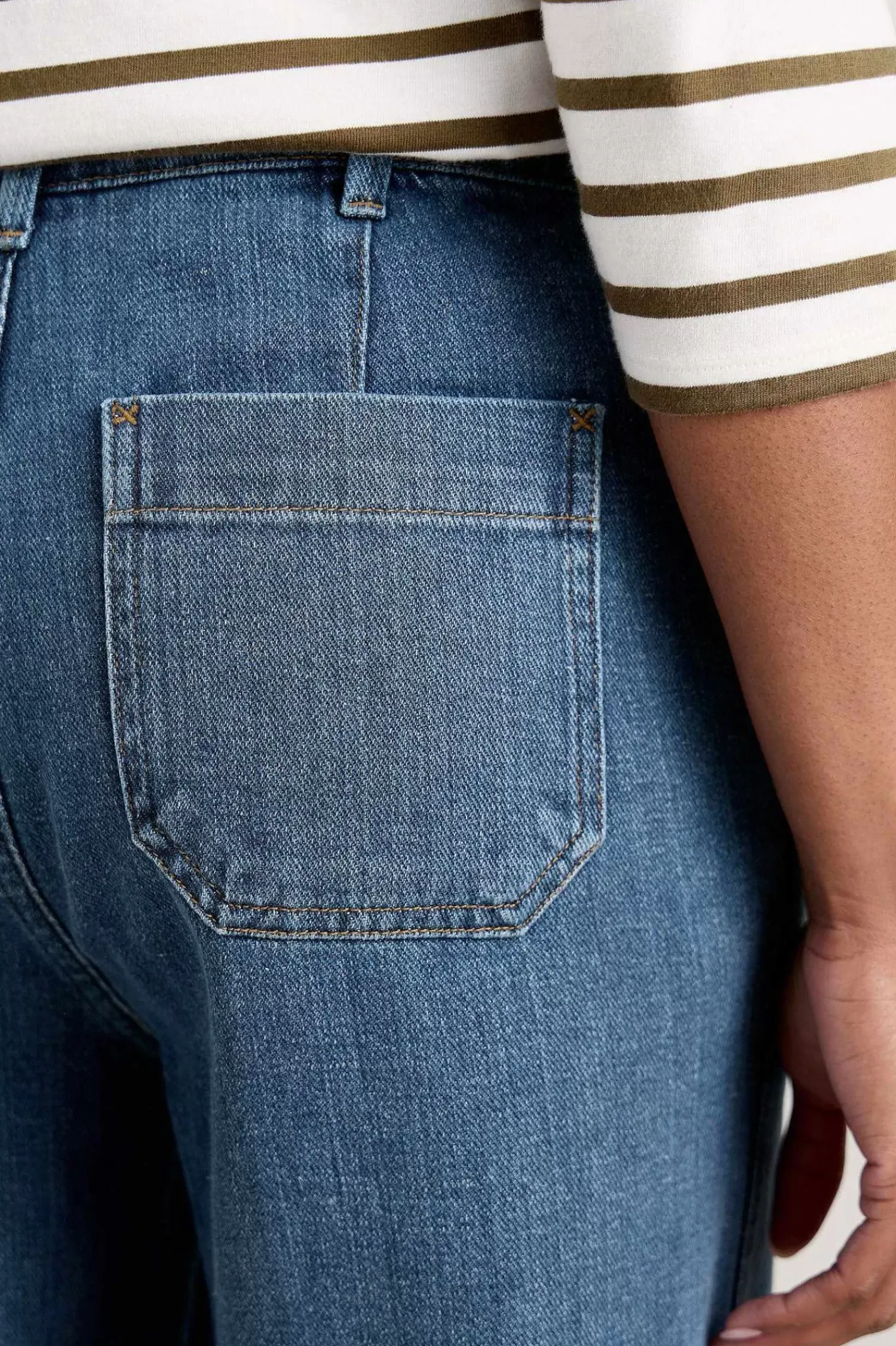 Trousers & Shorts<Seasalt Cornwall Blake Wide Leg Jeans Mid Wash Grain