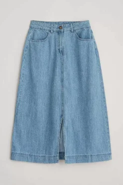 Skirts<Seasalt Cornwall Bowline Denim Midi Skirt Light Wash Rain Slub
