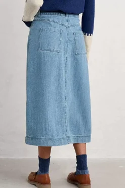Skirts<Seasalt Cornwall Bowline Denim Midi Skirt Light Wash Rain Slub