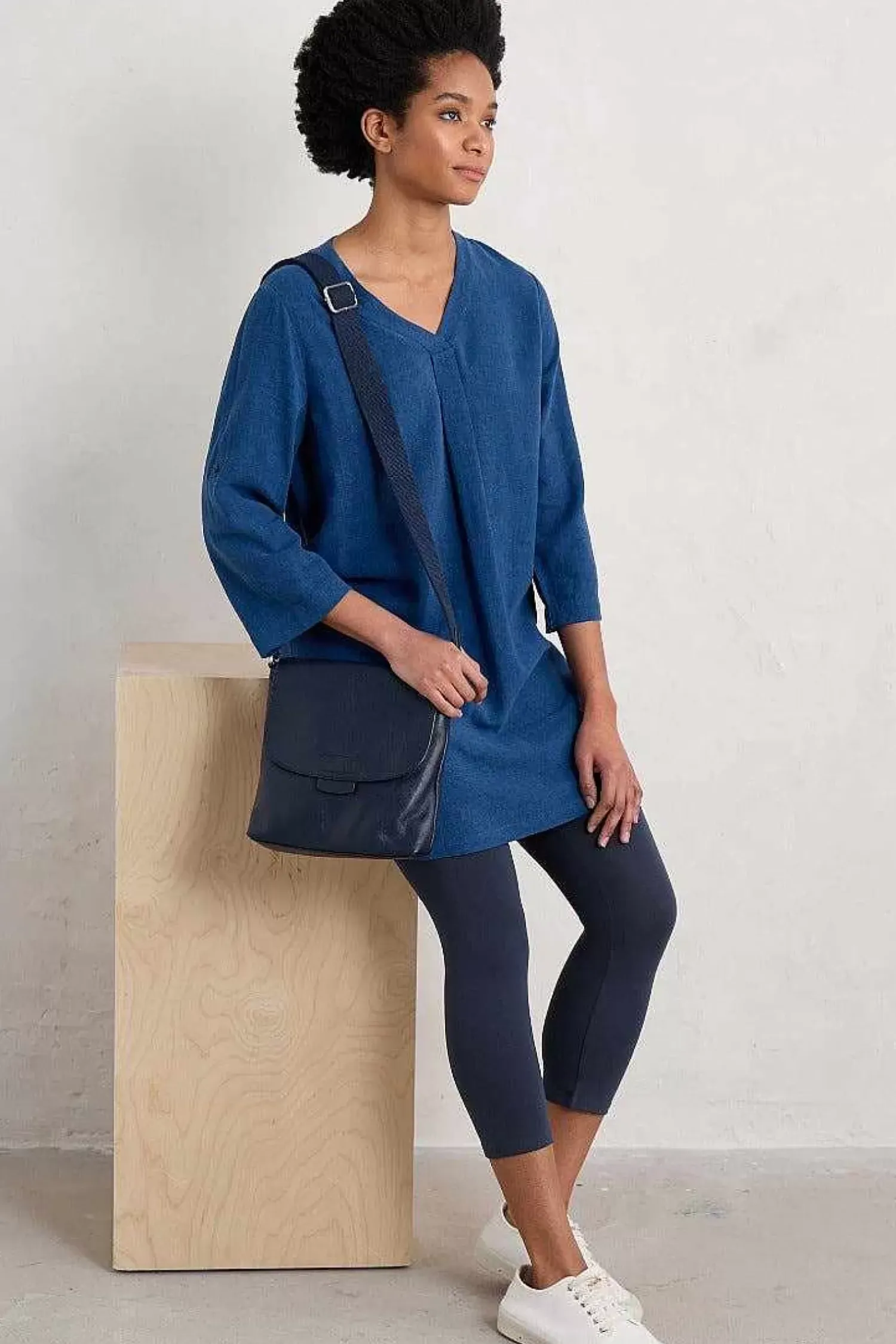 Tunics<Seasalt Cornwall Brittlestar V-Neck Linen Blend Tunic Marine