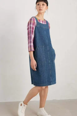 Dresses<Seasalt Cornwall Calican Denim Pinafore Dress Mid Wash Grain