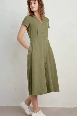 Dresses<Seasalt Cornwall Carved Wood Midi Dress Cypress