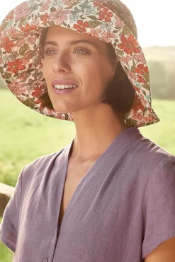 Hats<Seasalt Cornwall Celia Large Brimmed Sunhat Anemone Vintage Chalk