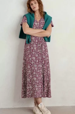 Dresses<Seasalt Cornwall Chateaux Maxi Dress Trailing Woodblock Cassis