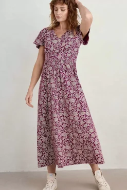 Dresses<Seasalt Cornwall Chateaux Maxi Dress Trailing Woodblock Cassis