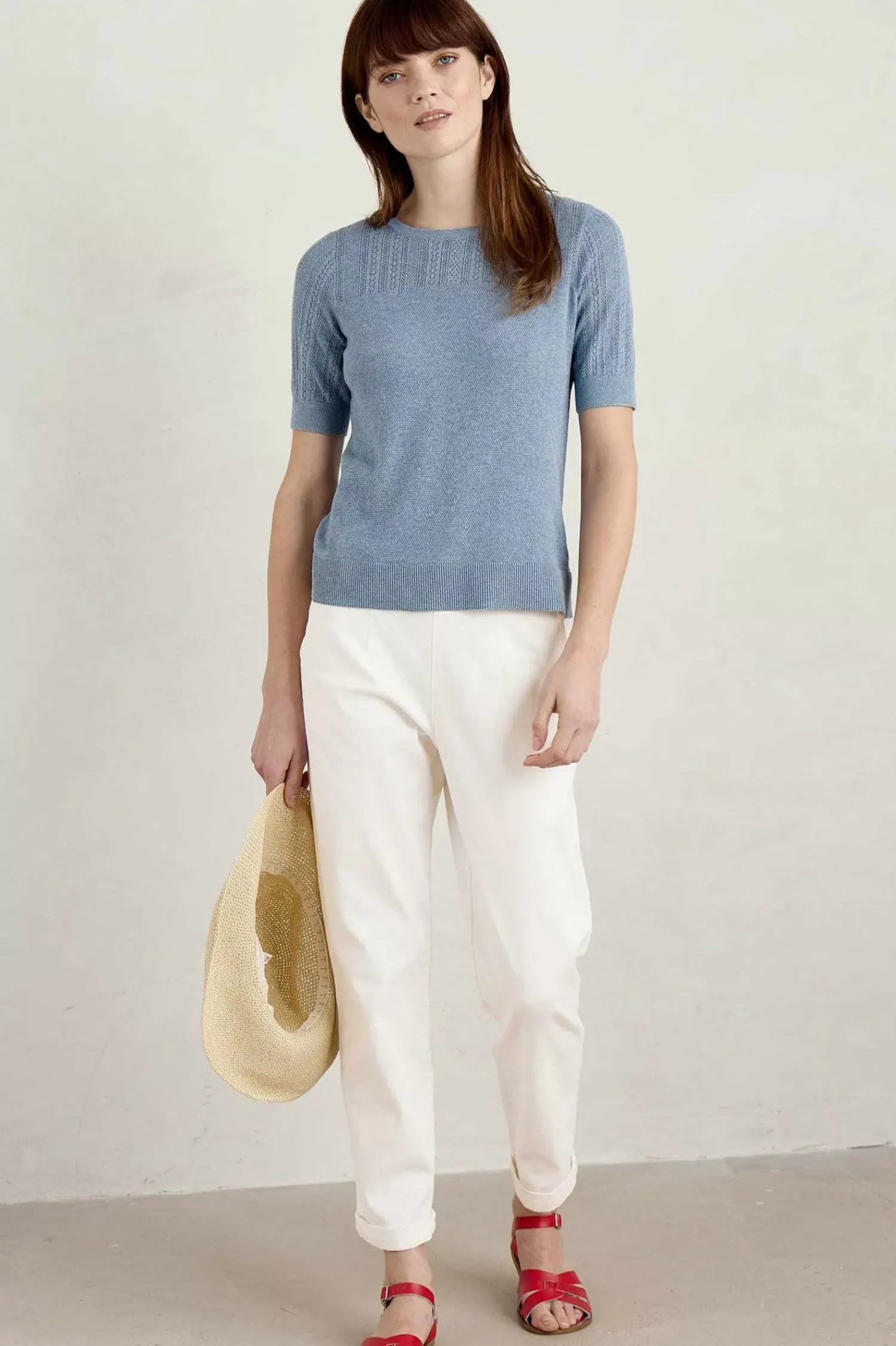 Knitwear<Seasalt Cornwall Chiff Chaff Short Sleeve Knitted Top Blue Fog