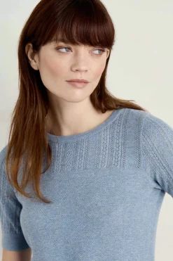 Knitwear<Seasalt Cornwall Chiff Chaff Short Sleeve Knitted Top Blue Fog