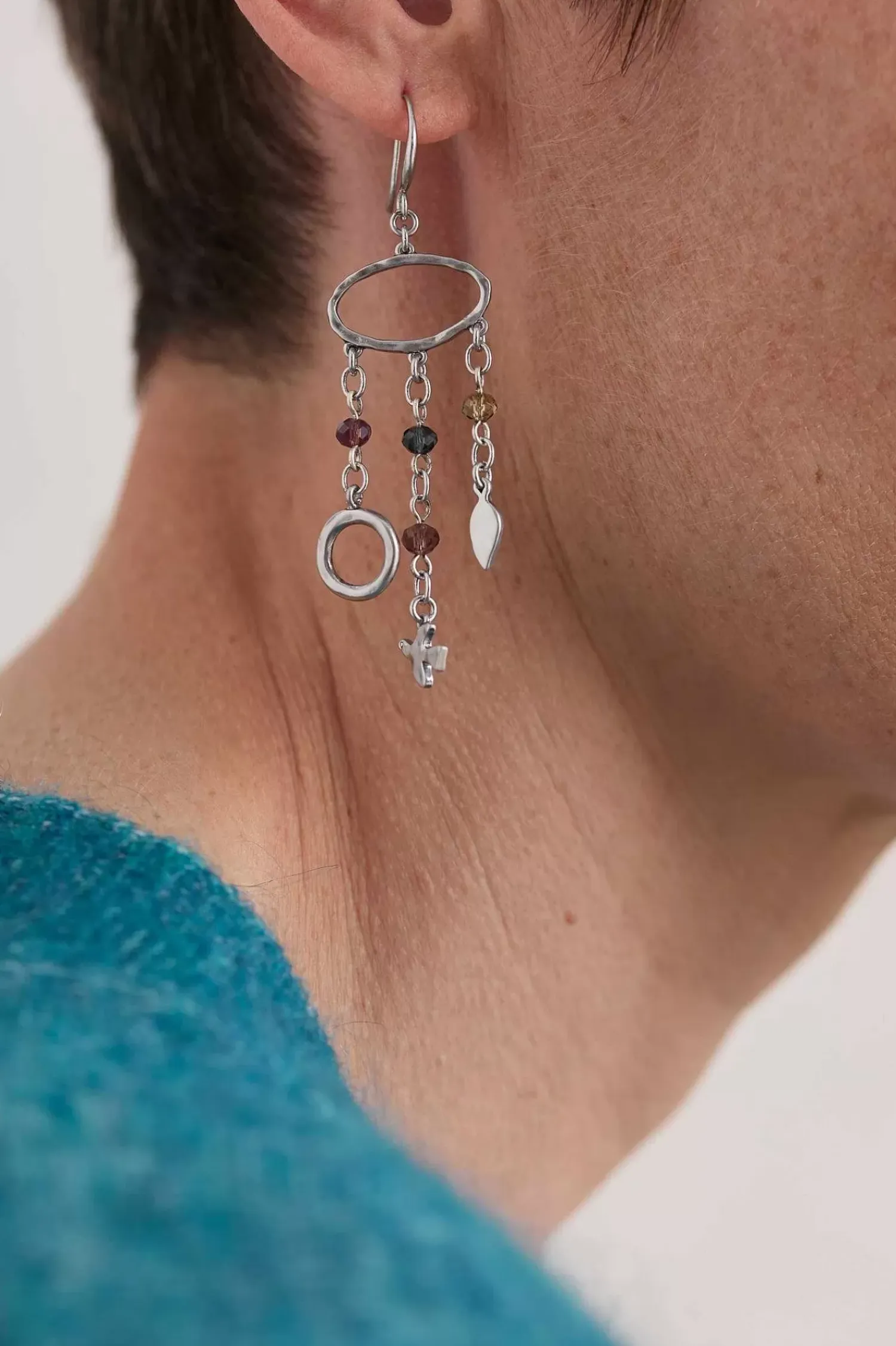 Jewellery<Seasalt Cornwall Chy Silver Tone Charm Earrings Pictoral Grain Mix