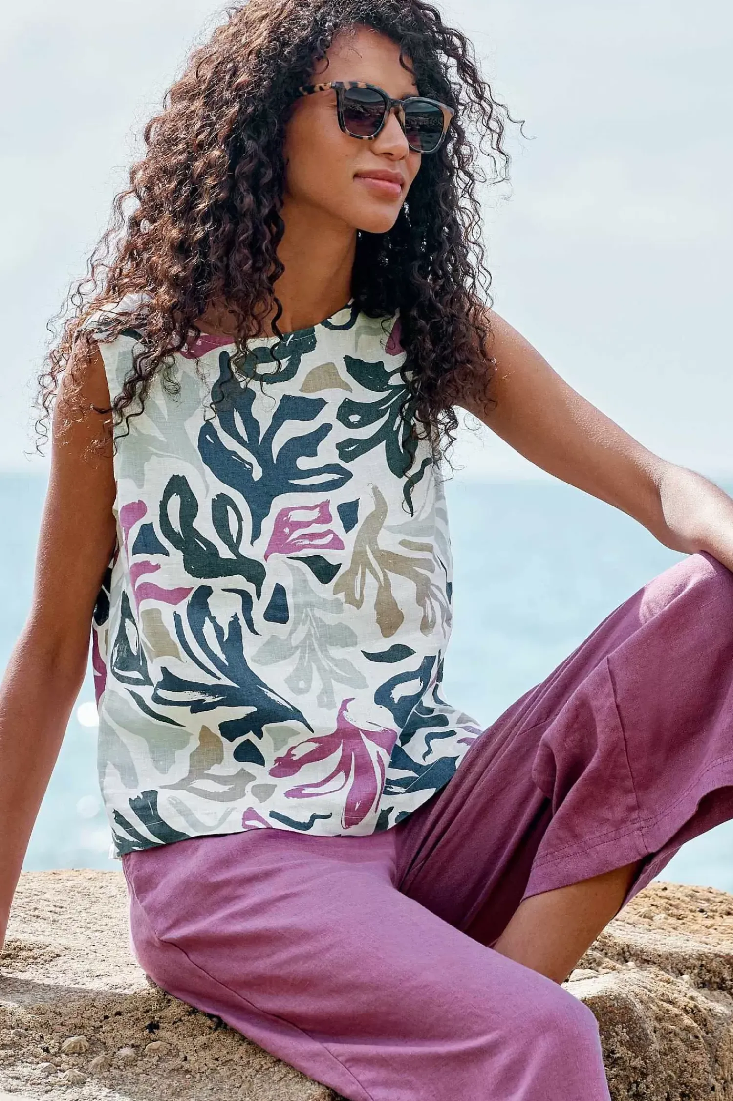 Tops<Seasalt Cornwall Colour Study Top Sea Frond Chalk