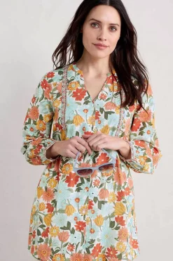 Tunics<Seasalt Cornwall Dragonfly V-Neck Tunic (Gots) Flowering Blooms Chalk