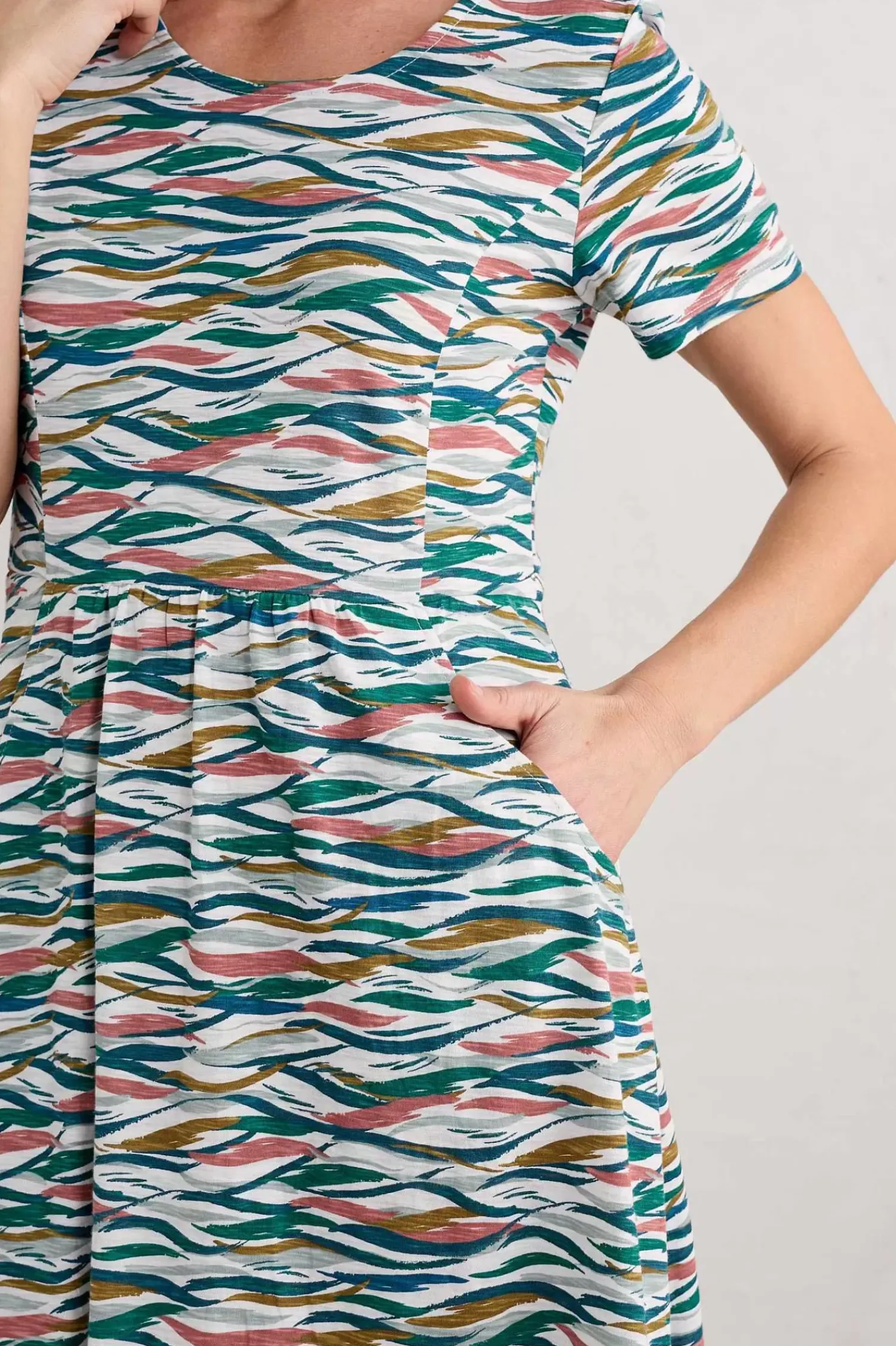 Dresses<Seasalt Cornwall Enor Fit-And-Flare Dress Estuary Tide Marks Chalk