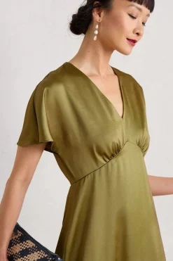 Dresses<Seasalt Cornwall Evenglow Satin Dress Fern Moss