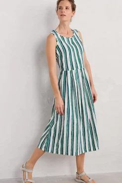 Dresses<Seasalt Cornwall Farley's Midi Dress River Stripe Chalk