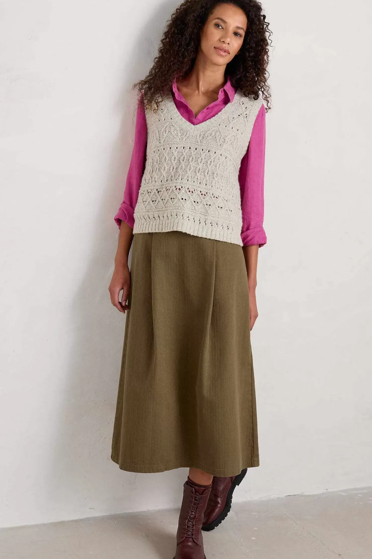 Knitwear<Seasalt Cornwall Feock Merino Blend V-Neck Knitted Vest Aran