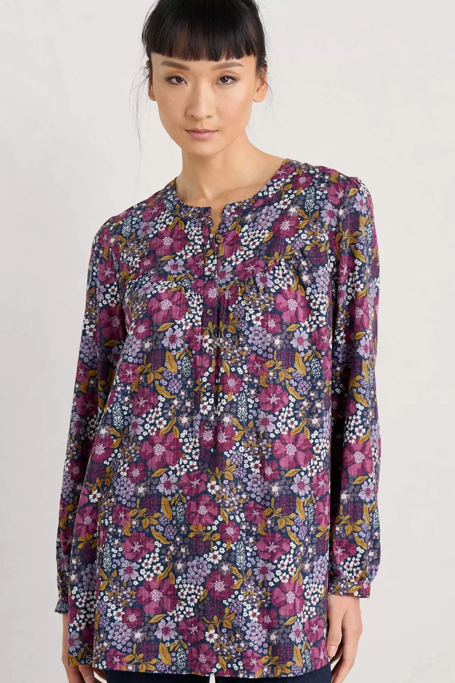 Tops<Seasalt Cornwall Fieldfare Top Dense Floral Squall