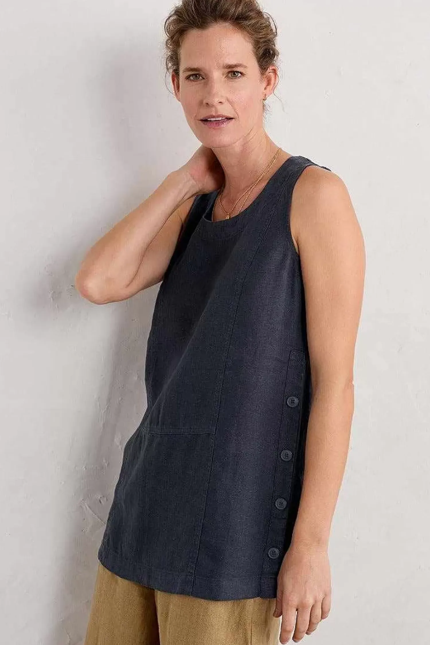 Tops<Seasalt Cornwall Foredune Linen Vest Maritime