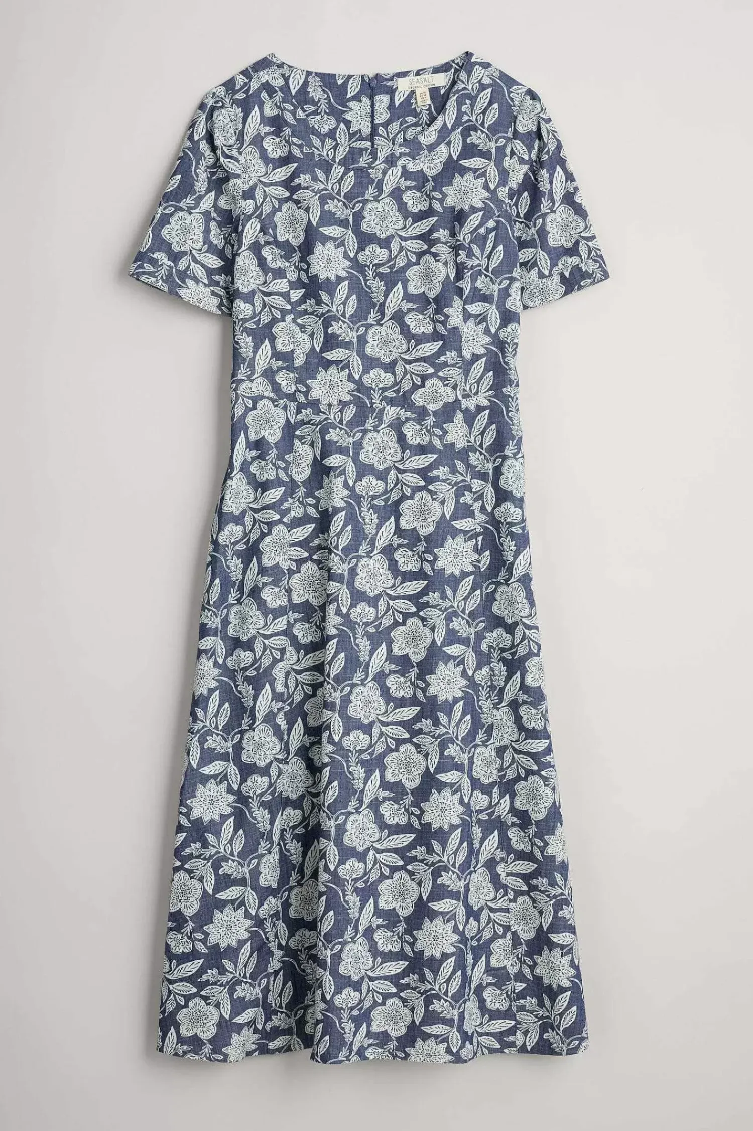 Dresses<Seasalt Cornwall Fox Path Printed Chambray Dress Stone Flower Indigo