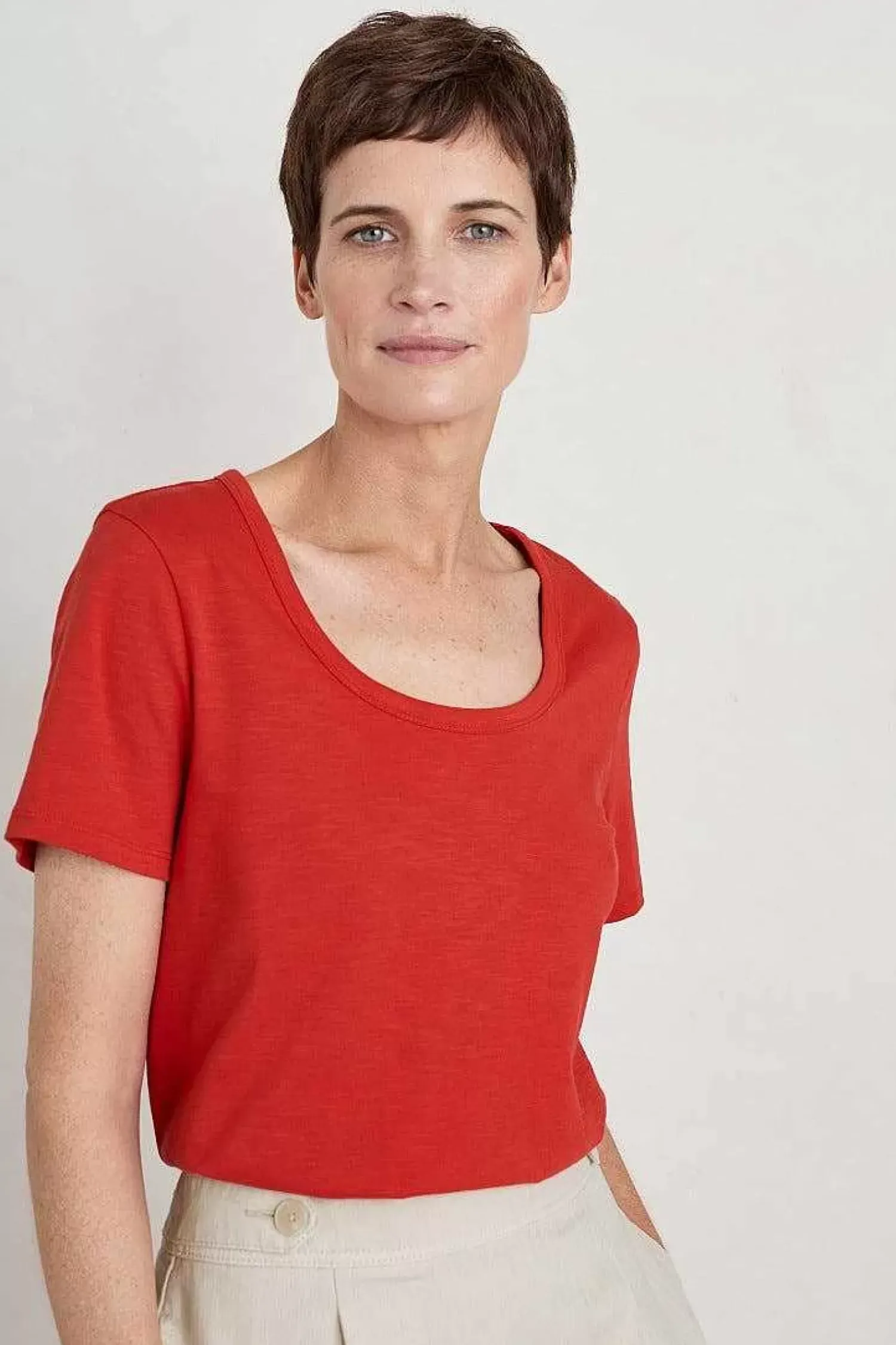 Tops<Seasalt Cornwall Gala Scoop Neck T-Shirt Tomato