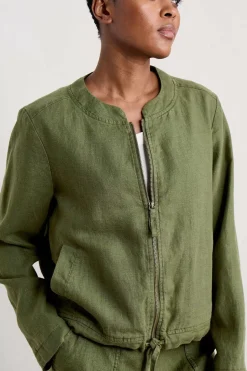 Coats & Jackets<Seasalt Cornwall Galleon Zip Through Linen Jacket Heath