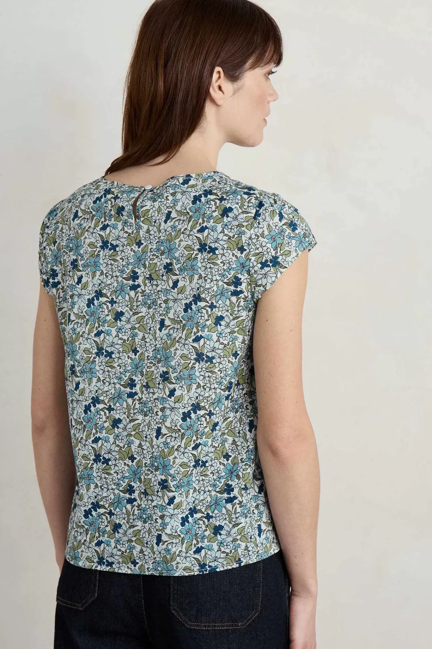 Tops<Seasalt Cornwall Garden Gate Cotton Top Anemone Vintage Reflection