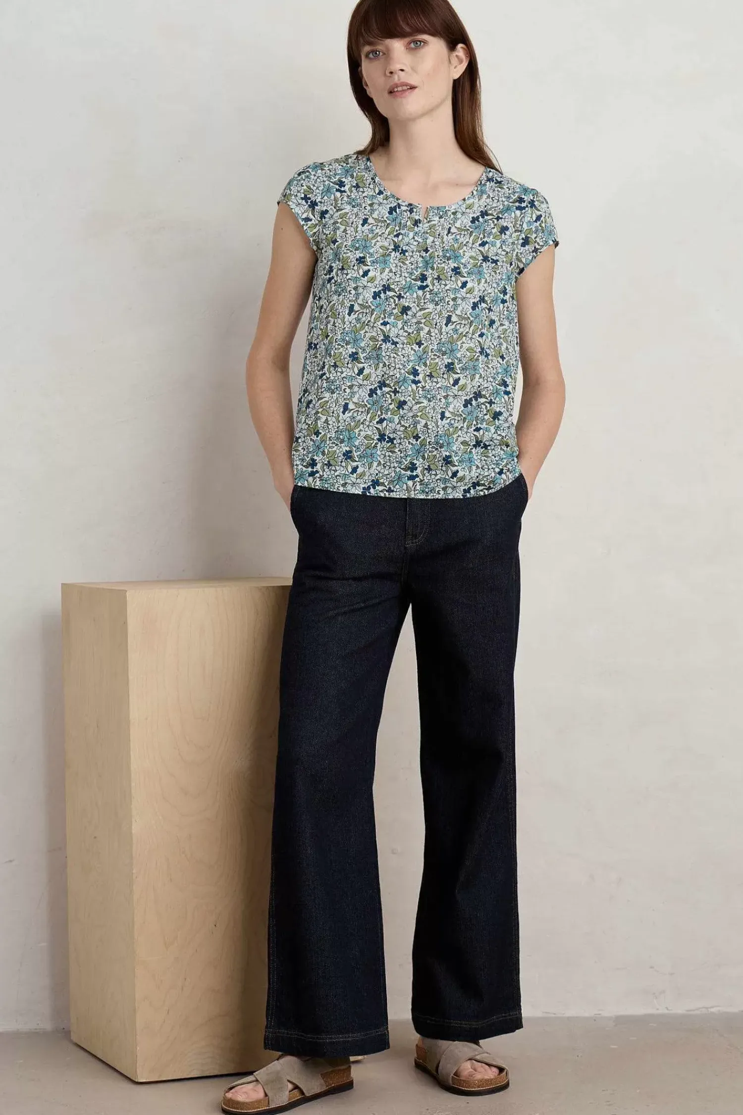 Tops<Seasalt Cornwall Garden Gate Cotton Top Anemone Vintage Reflection