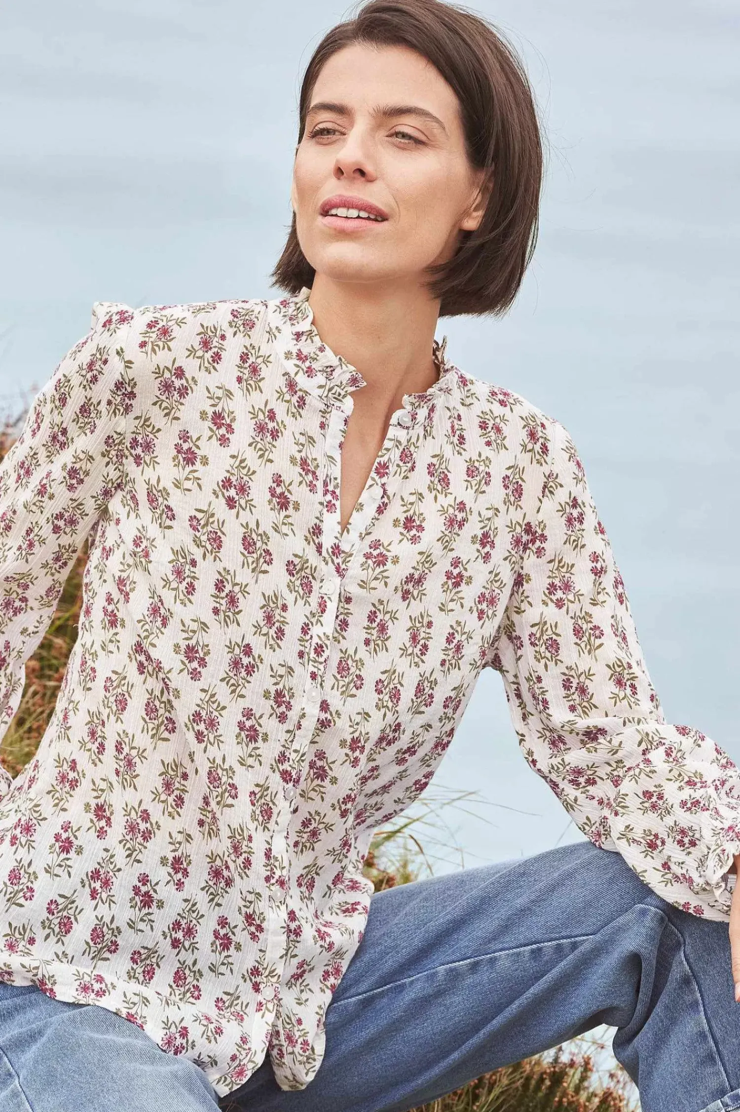 Tops<Seasalt Cornwall Garden Plot Shirt Ink Stamp Floral Chalk