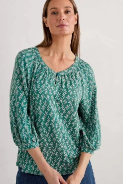 Tops<Seasalt Cornwall Garlanding Jersey Top Kelp Stamp Helford
