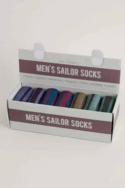 Socks<Seasalt Cornwall Gift Box Of 7 Men's Sailor Socks Cabooler Mix