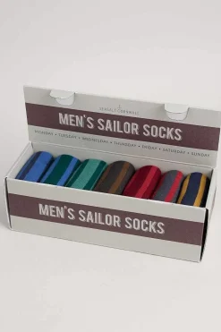 Socks<Seasalt Cornwall Gift Box Of 7 Men's Sailor Socks Cabooler Mix