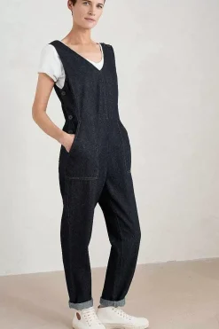 Trousers & Shorts<Seasalt Cornwall Gilley Denim Dungarees Dark Indigo Wash
