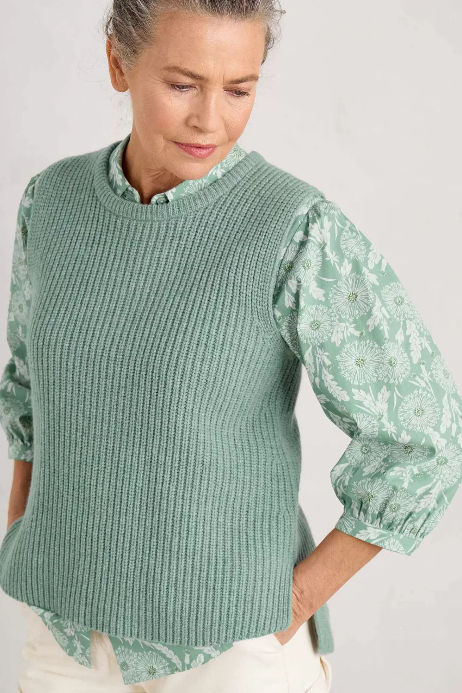 Knitwear<Seasalt Cornwall Gull Rising Knitted Vest Rosemary