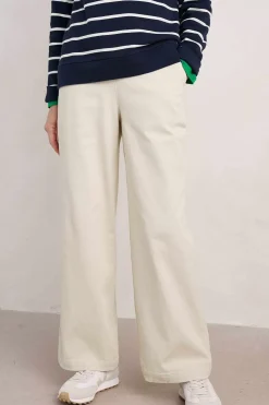 Trousers & Shorts<Seasalt Cornwall Hannafore View Full Length Wide Leg Trousers Limestone