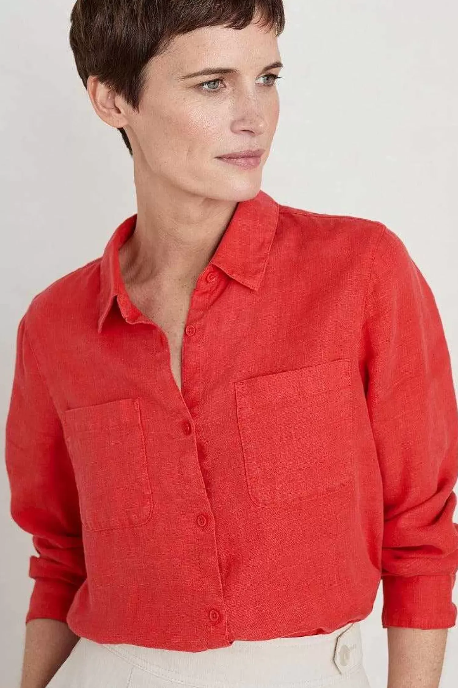 Tops<Seasalt Cornwall Hazel Branch Linen Shirt Tomato