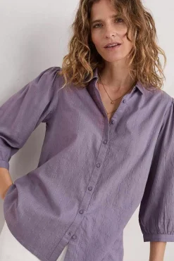 Tops<Seasalt Cornwall Hope Cottage Organic Cotton Check Blouse Grape Thistle