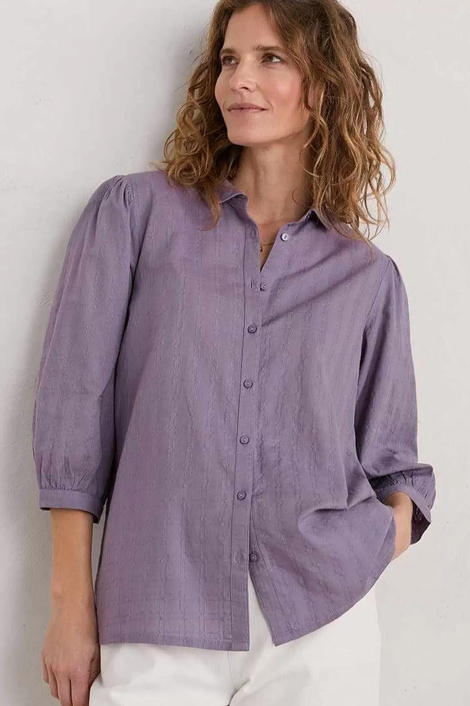 Tops<Seasalt Cornwall Hope Cottage Organic Cotton Check Blouse Grape Thistle