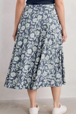 Skirts<Seasalt Cornwall Jamboree Chambray Midi Skirt Stone Flower Indigo