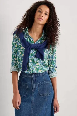 Tops<Seasalt Cornwall Larissa Organic Cotton Shirt Woodland Garlic Chalk